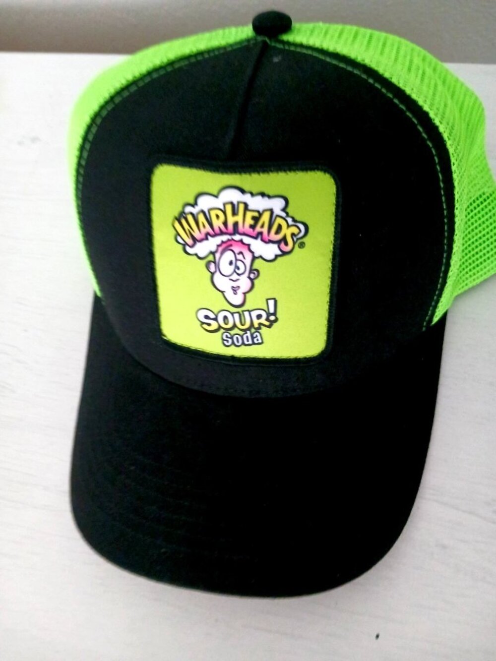 Warheads Sour Soda Green + Black  Trucker Hat-Cap Adjustable
